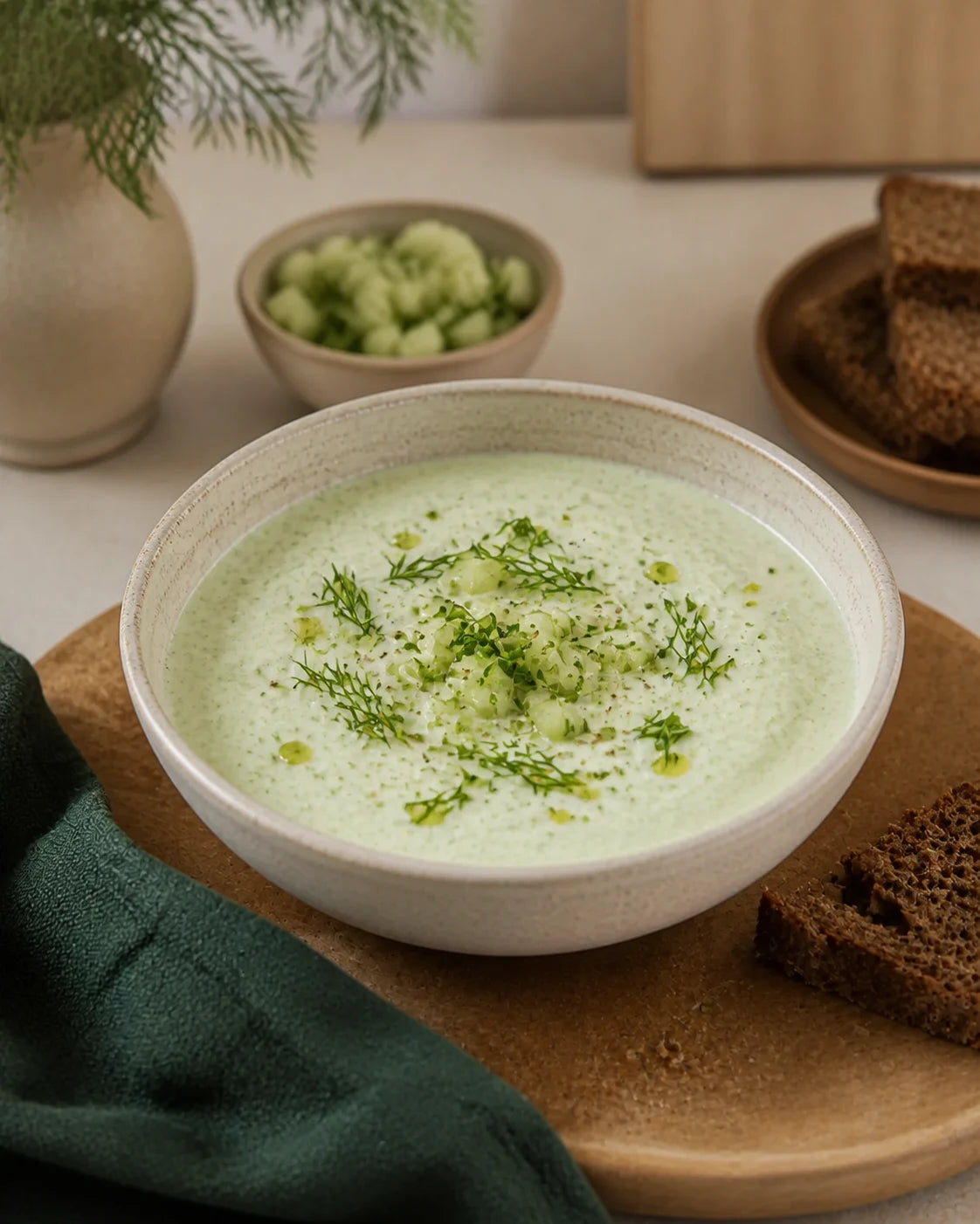 Kalte Gurken-Kefir-Suppe.