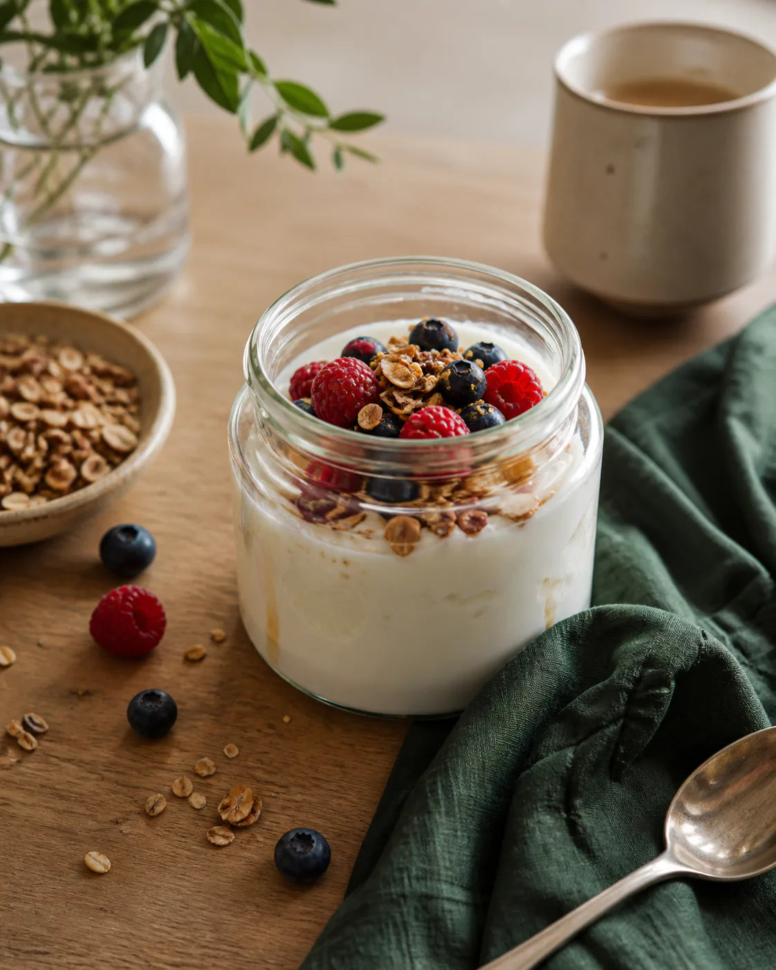 Waldbeer-Vanille-Joghurt im Ball Mason Jar