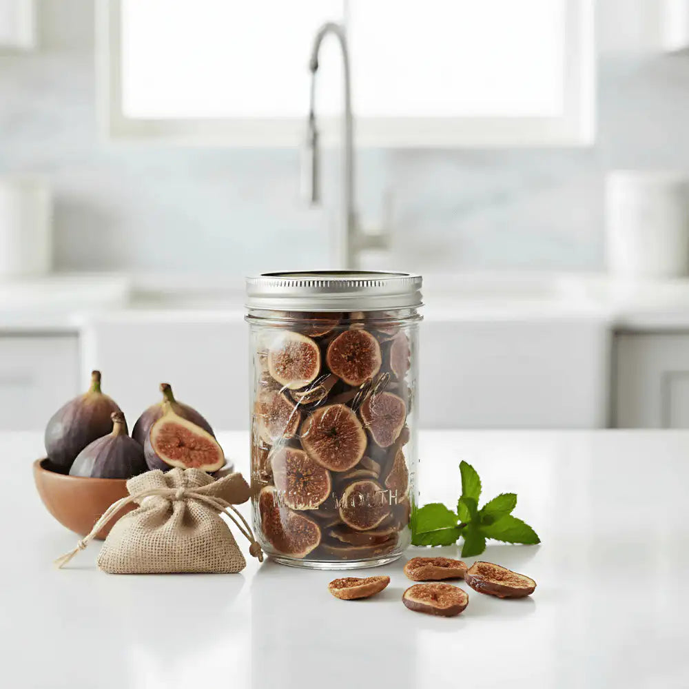 Dry pantry goods vacuum sealed in preserving jars