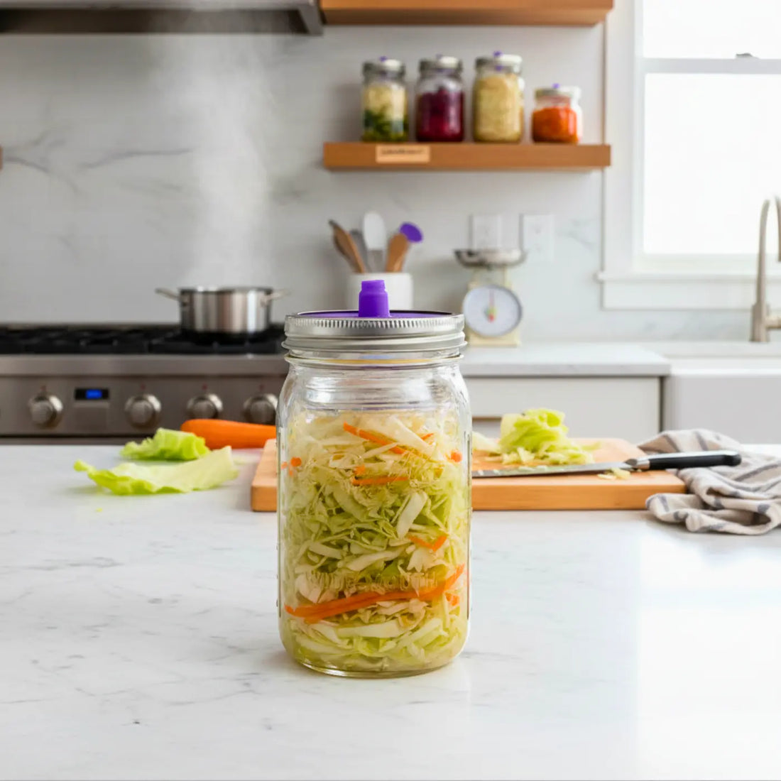 Selbstgemachtes Sauerkraut im Glas
