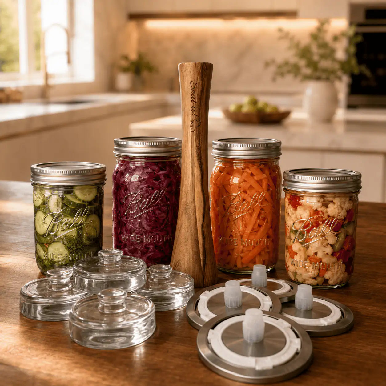 Seal it! Fermentationsset mit Ball Mason Jar, Glasgewicht und Fermentationsdeckel
