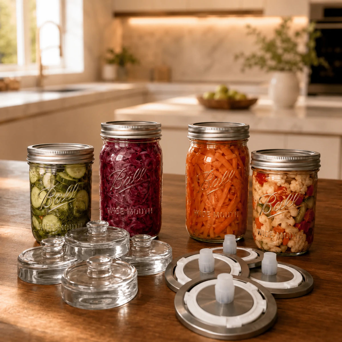 Seal it! Fermentationsset mit Ball Mason Jar, Glasgewicht und Fermentationsdeckel