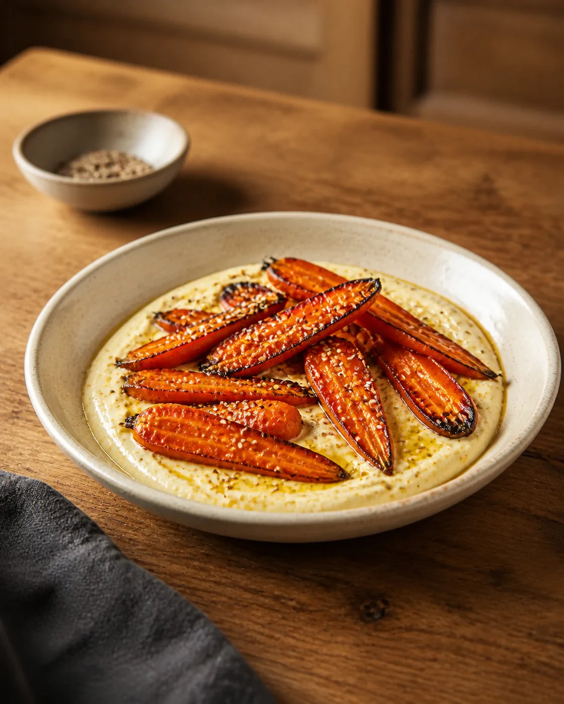 Ofenkarotten auf Curry-Joghurt.