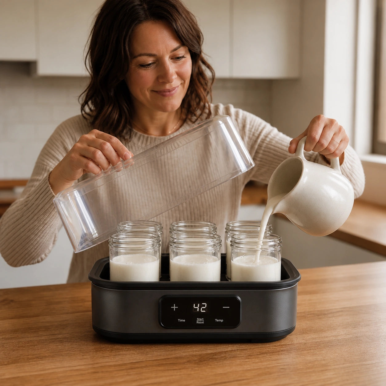 Joghurt im Yog it! direkt in Portionsgläsern zubereiten